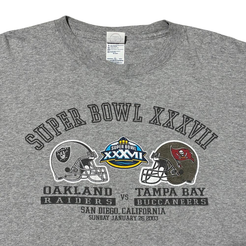 Tampa Bay Buccaneers Oakland Raiders Super Bowl XXXVII 37 Gray Long Sleeve 2003